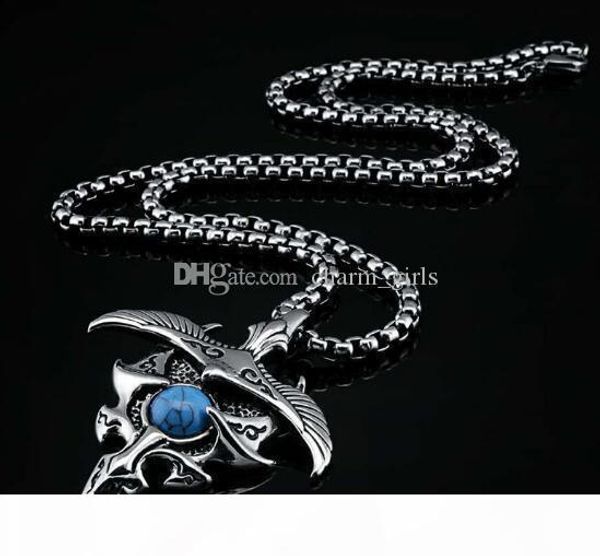 

горячий титановые стали мужчины орла крыла кулон ретро литья личности нержавеющей стали с бирюзовой кулон моды популярных, Silver