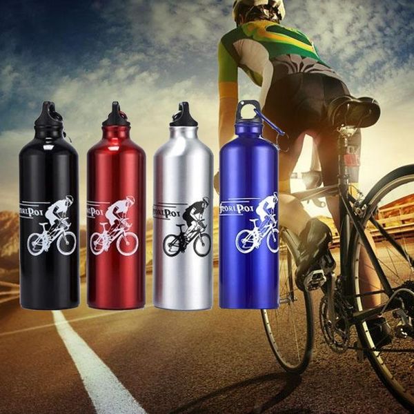 

outdoor 750ml water drinking bottle carabiner hiking cycling aluminum cup