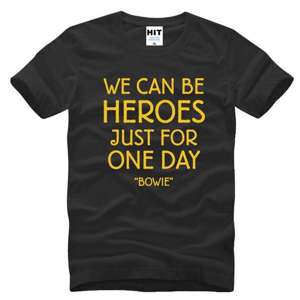 

david bowie t shirts men fashion rock bowie we can be heroes just for one day printed men's t shirt cotton short sleeve tees, White;black