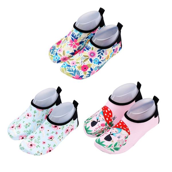 

toddler kids beach swim pool water shoes cartoon mushroom girl floral quick-dry breathable non-slip sole barefoot aqua socks