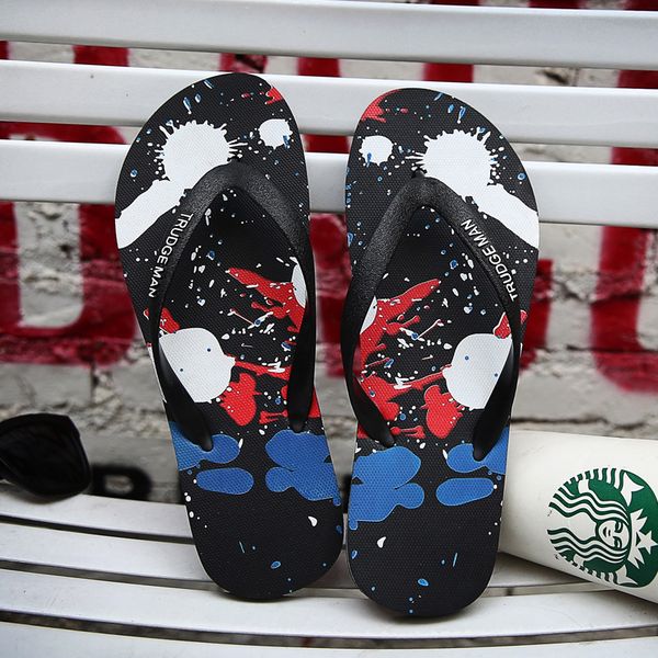 

coolvfatbo men flip flops summer beach sandals slippers for men flats high non-slip shoes sandals big size 48, Black