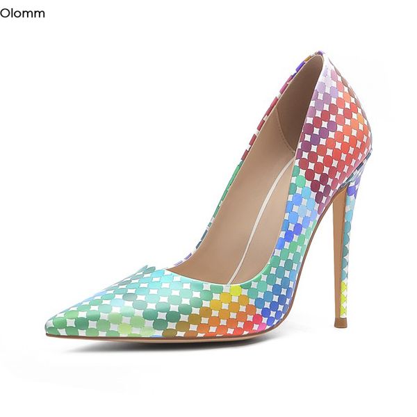 

rontic new fashion women chic pumps stiletto heels pumps charm pointed toe gorgeous polk dot party shoes women plus us size 4-13, Black