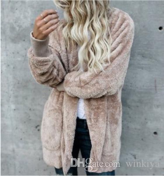 

womens faux fur jackets outerwear winter hooded velvet coats 2018, Black
