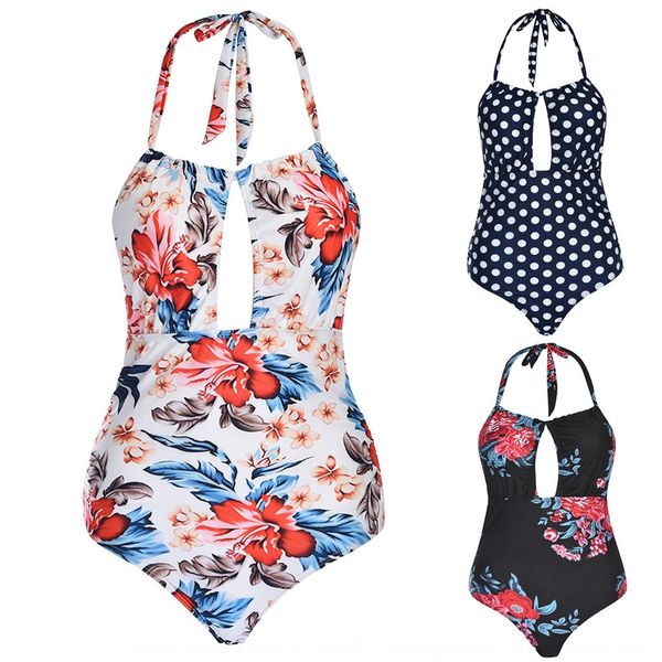 

women's printed slim one-piece large size women's printed swimsuit slim one-piece swimsuit large size, White;black