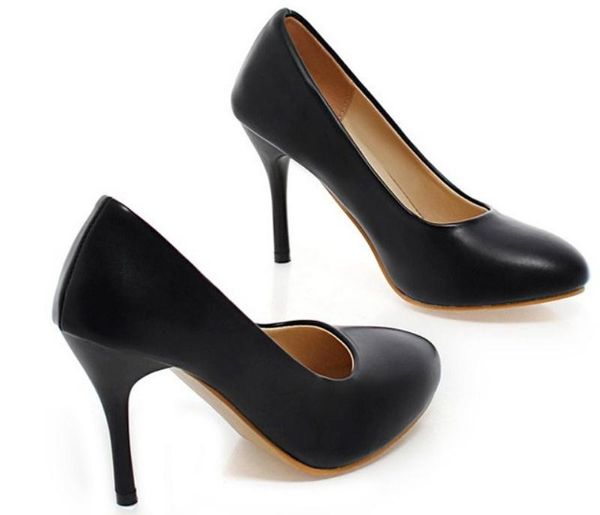 

women's shoes in spring and autumn high fine heel round head @662, Black