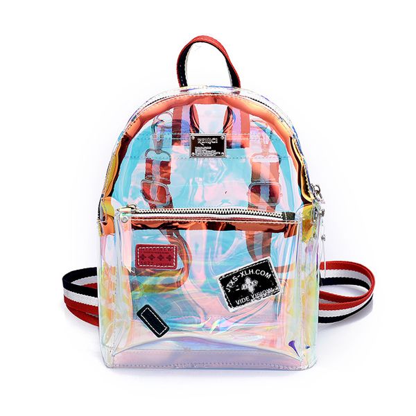 

2019 clear backpack for girl korean holographic transparent fashion small bags rucksack