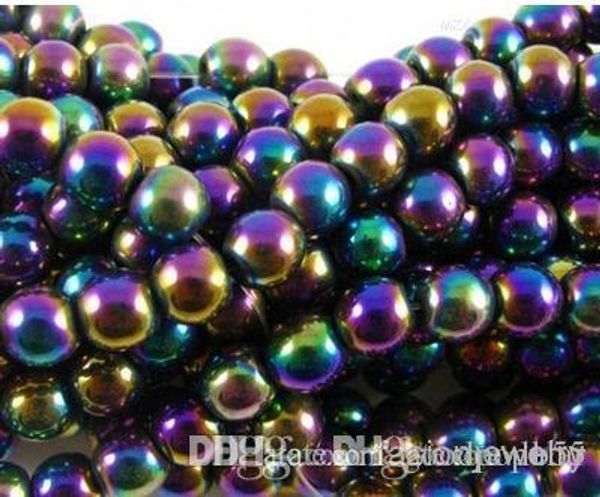 

z94 8mm 10mm 200pcs/lot silver gold plated multicolor hematite round bead beads crystal loose ball bead crystal i352
