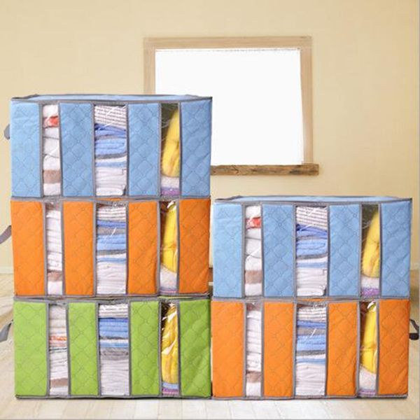 

non woven clothing organizer bags bamboo charcoal pillow quilt folding bedding container box case home closet storage bag kids fa2860