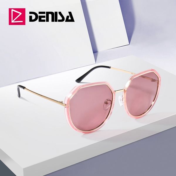 

denisa brand round polarized sunglasses women retro pink glasses 2019 gradient luxury oversized ladies sunglasses uv400 g29937, White;black