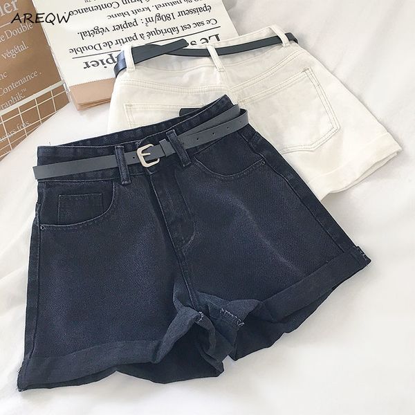 

areqw высокой талией шорты для женщин черный denim шорты летняя одежда, White;black