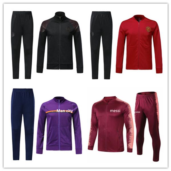 

18 19 utd Lukaku pogba city KUN AGUERO football training suit 2018-19 MESSI tracksuit full zip soccer jacket sportswear