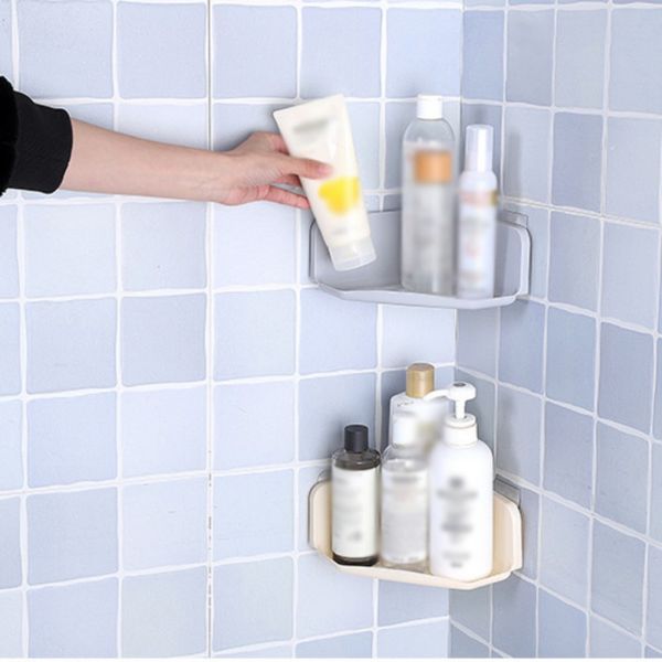 

pdurable wall-mounted laundry organizer bathroom storage rack wash punch supplies drain p corner free