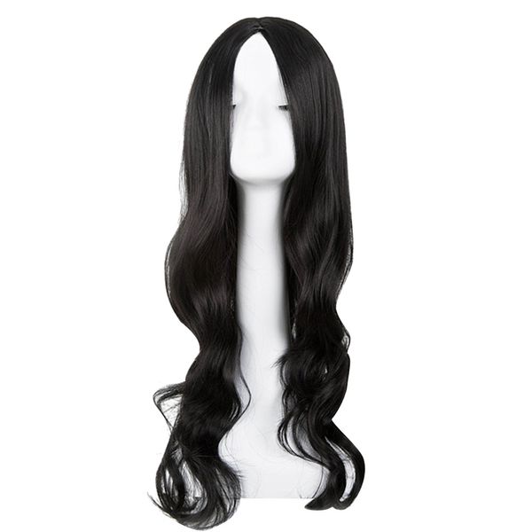 

70cm 2019 new long loose wavy syntheic wig front curly full natural hair wigs for women glueless wavy cosplay hair wig styling, Brown