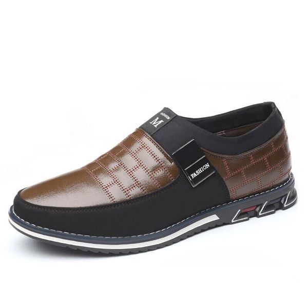 

split leather men sneakers men shoes casual slip on loafers, Black