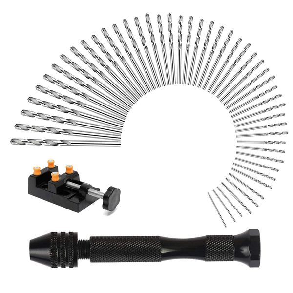 

50 pcs pin drill set, universal multiple size pin vice with a mini carving clamp for craft carving,diy,woodworking,jewelry or mo