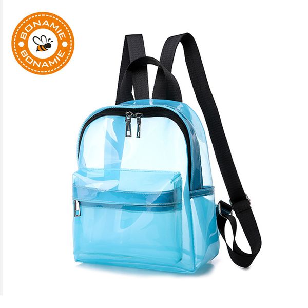 

bonamie small women backpacks pvc trendy clear transparent mini travel backpack jelly teenager girls student school bag female