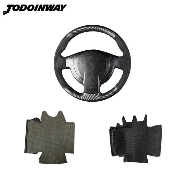 

carbon fiber black leather diy braid steering wheel cover car accessories for qashqai j10 j11 x-trail t31 nv200 rogue