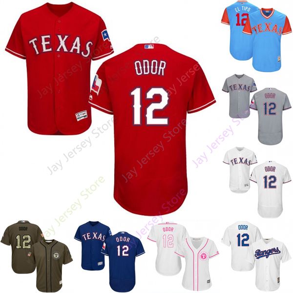

2019 Texas 12 Rougned Odor Jersey Rangers Jerseys Cool Base Flexbase Home Away White Black Red Grey Pullover Button Men Women Youth