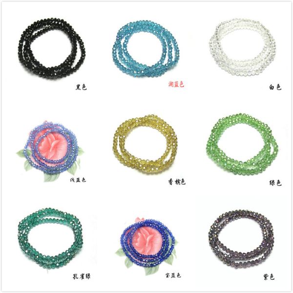 

fashion exquisite multi-layer 4mm fine crystal bracelet various colours artificial crystal multi circle long women's bracelet, Golden;silver