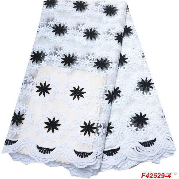 

new arrivals nigreian voile lace fabric milk silk lace fabrics latest african french lace fabric for wedding mesh f4-2529, Black;white