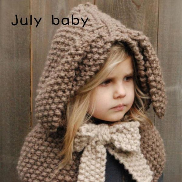 

july baby trend autumn and winter new children's baby ears thickened warm shawl boys and girls hand-woven knitted shawl, Blue;gray