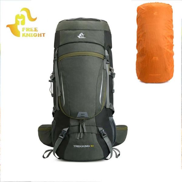 

60l outdoor large backpack with waterproof cover camping travel bag hiking backpack rucksacks sports bag climbing package x117a