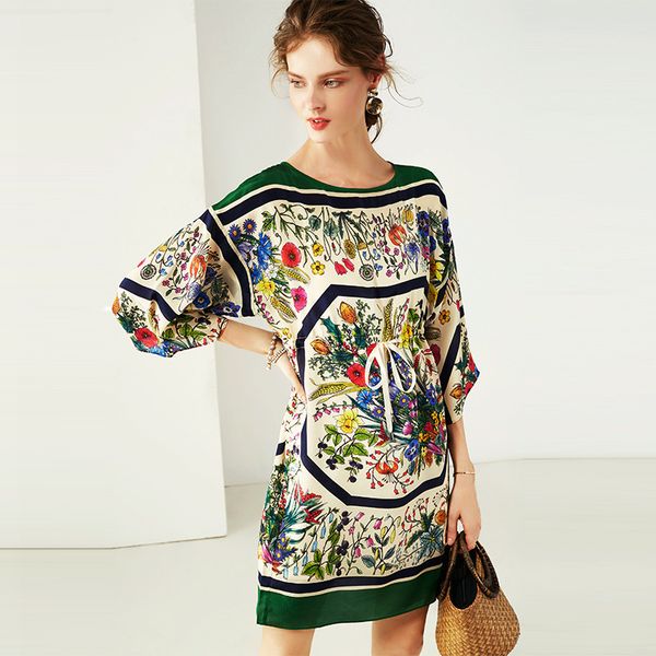 

women summer retro green silk floral dresses casual daily office party night club plus size bodycorn dress drop ship, Black;gray