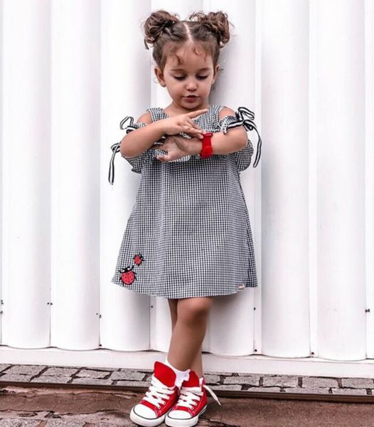 

newborn kids baby girls plaid ruffles dress casual pageant party dress sundress, Red;yellow