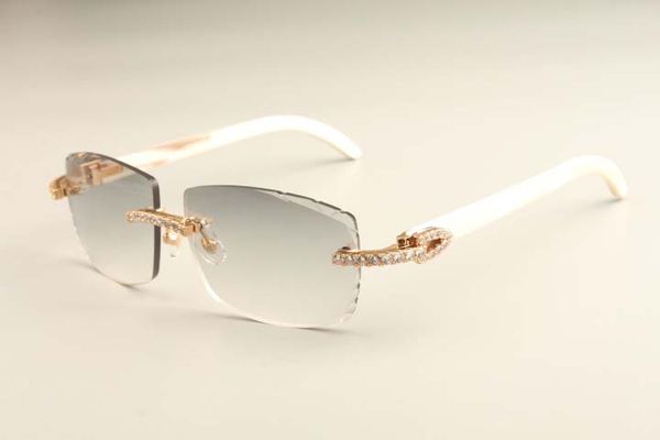 

2019 new diamond luxury fashion ultra light sunglasses t3524015-1 natural white horns sunglasses engraved lenses ing, White;black