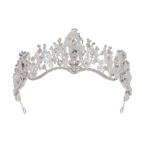 

eseres baroque luxury silver crystal tiara for queen bridal accessories women headbands girls hair jewelry, Golden;white