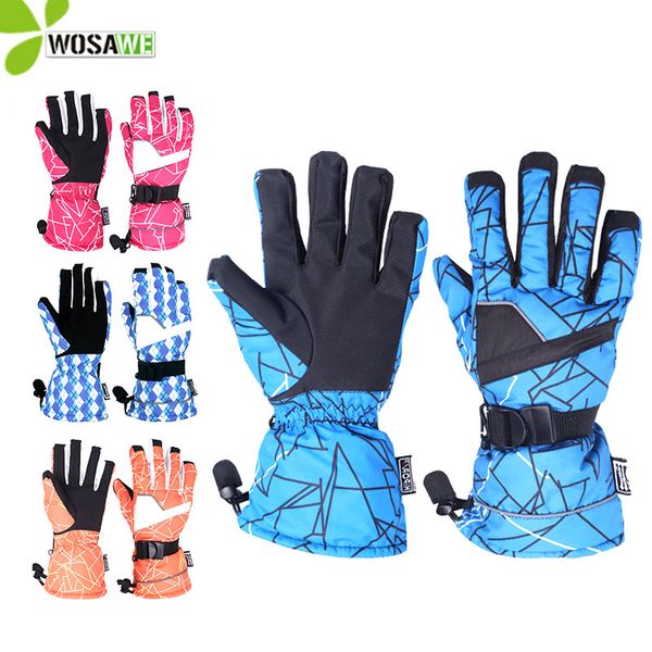 

5 waterproof layer winter ski gloves thermal fleece skateboard hands protection warm snowboard racing sports skis gloves