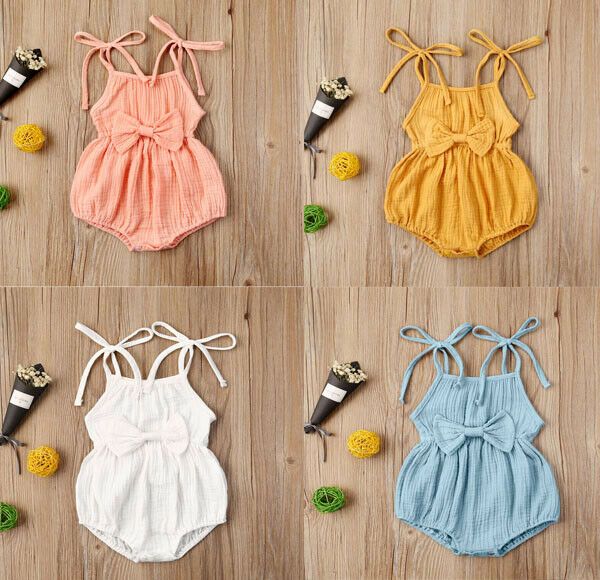 

новорожденный ребенок девочка лето одежда без рукавов симпатичные ползунки комбинезон наряды комплект мягкий чистый цвет one piece лук одежд, Blue