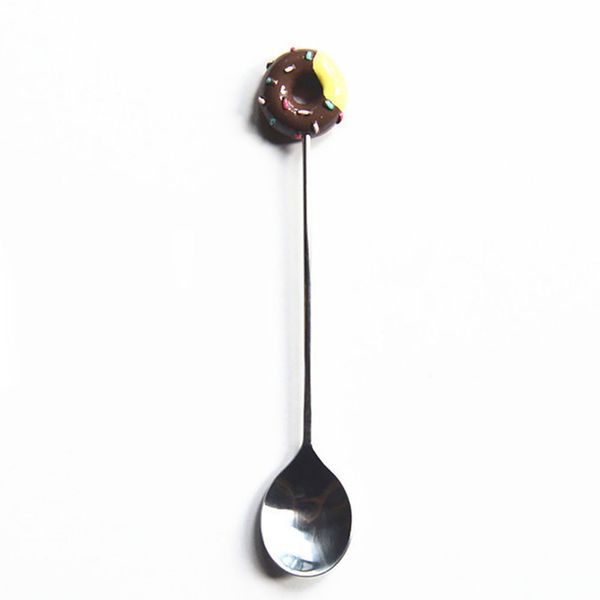 

cartoon doughnut dessert fruit tableware cute candy spoon ice cream easy clean fork stainless steel kitchen colorful safe