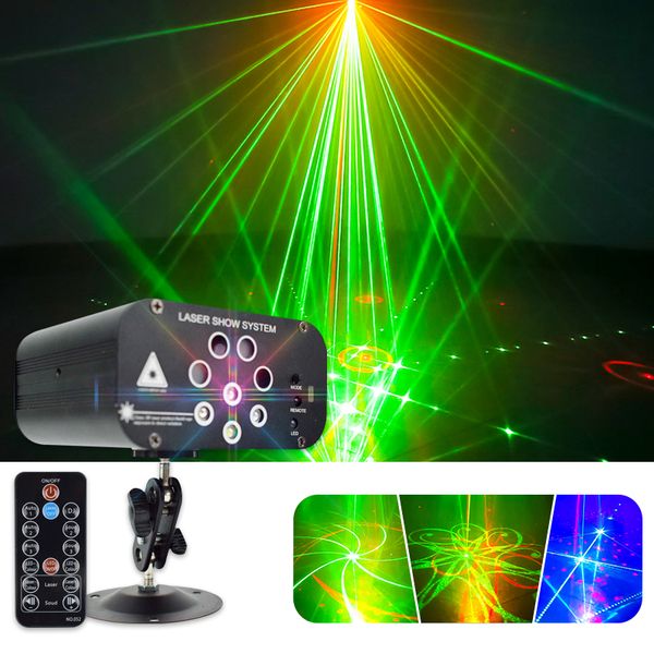 8 Löcher 128 Muster Disco Laser Lichter KTV Bar Sound Control DJ Party Projektor Lichter RGB Bühnenbeleuchtung Effekt für Weihnachten Hochzeit