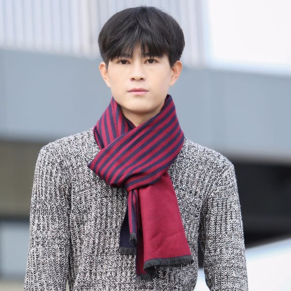 

difanni] brand design striped scarf men scarves winter warm luxury shawl wrap man business scarf, Blue;gray
