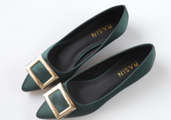 

2019 silk and satin women's shoes in spring and autumn with new style flat bottom pointed end @41, Black