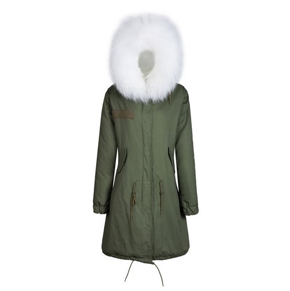 

long style parka winter jacket parka fur jacket white color, Black