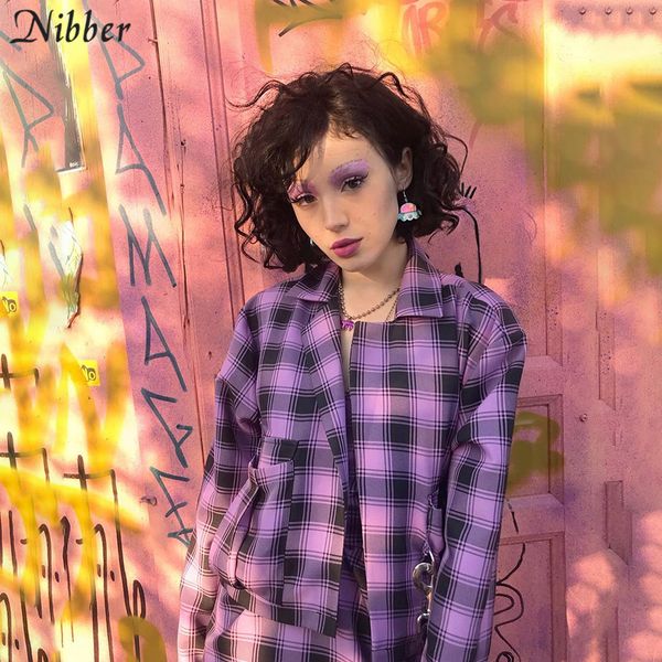 

nibber office lady retro plaid printing thin coat women windbreaker cardigan 2019autumn fashion slim street casual jackets mujer, Black;brown