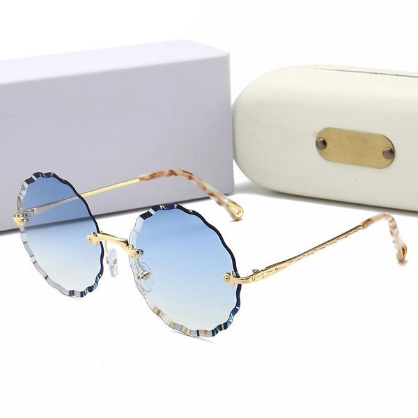 

luxury rimless sunglasses women brand round trimmed eyewear metal frame sun glasses female uv400, White;black