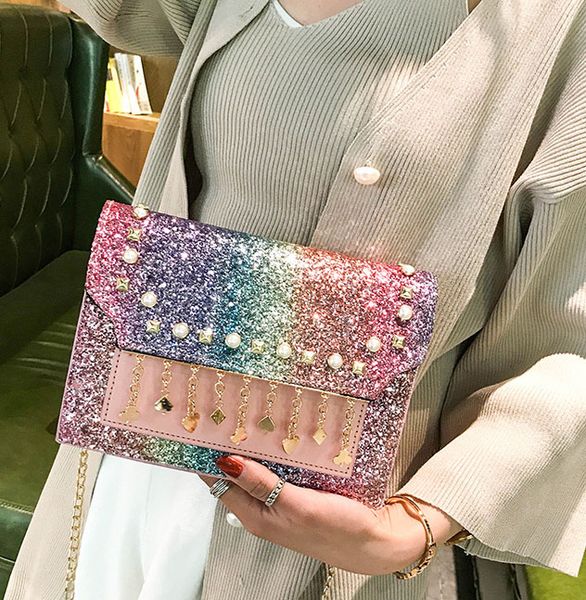 

2020 new korean wild sequin chain messenger bag girl shoulder fashion pouch