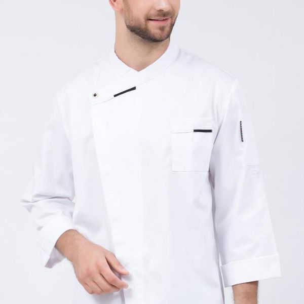 

men women chef coat l jacket cooking uniform restaurant workwear, White;black