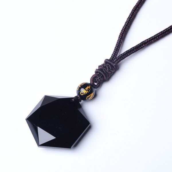 

qianxu black obsidian six awn star pendant necklace obsidian star jewelry jade jewelry fine, Silver