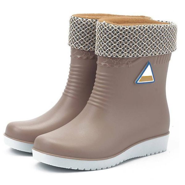 

2019 flats non-slip rain boots women's ankle boots winter outdoor warm round toe shoes girls waterproof pvc rubber shoes, Black
