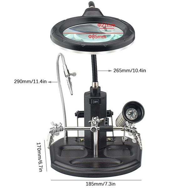 Freeshipping 2,5X (6D)/4X (12D) 16 Smd Leds Lupe Löten Helfende Hand Desktop Lupe Schweißen Reparatur Hilfs Werkzeug