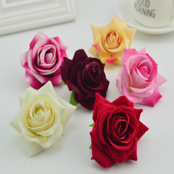 

100pcs artificial flower wall for home wedding vases decoration fake flower diy wreaths vases make door silk roses head