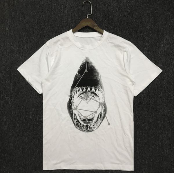 

20ss mens dstylist t shirts summer casual short sleeves shark print men women black tees size s-2xl, White;black