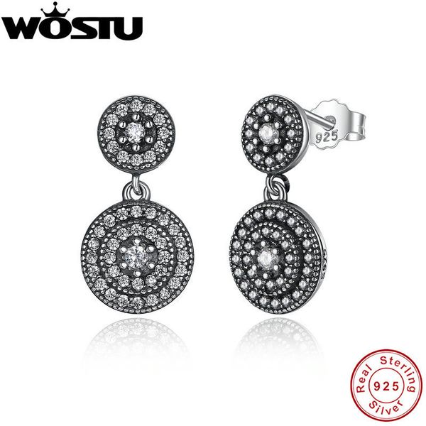 

100% 925 sterling silver vintage radiant elegance drop earrings clear cz for women luxury authentic original jewelry xchs471