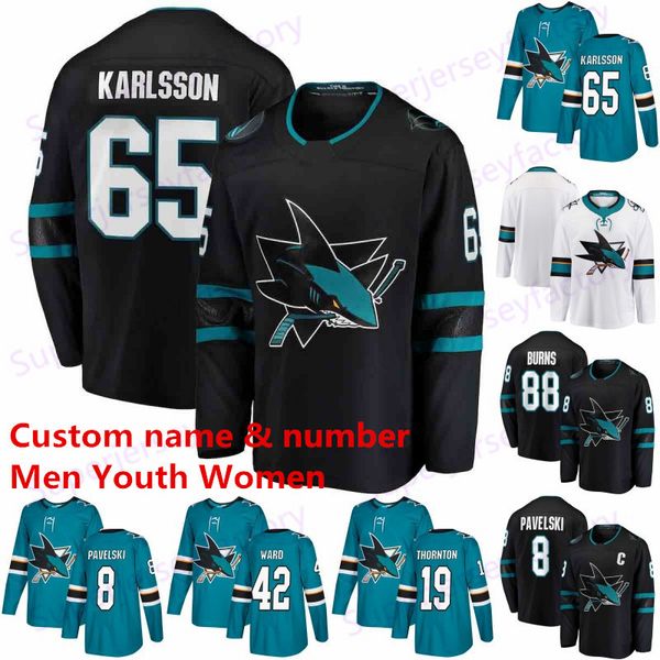 

65 erik karlsson san jose sharks jerseys 88 brent burns 8 pavelski 19 joe thornton 9 evander kane 39 logan couture 14 nyquist hockey jersey, Black;red