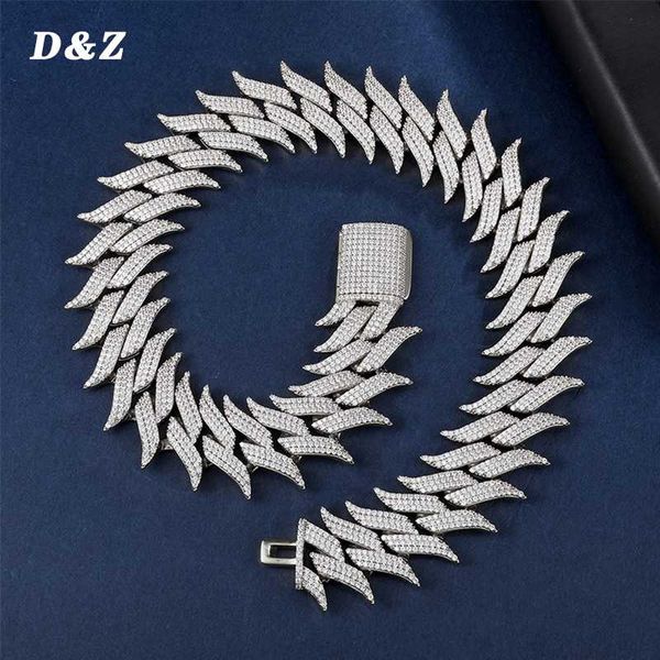 

d&z 29mm miami lock clasp thorns heavy cuban bracelet link iced out cubic zircon bling hip hop men jewelry gift, Silver
