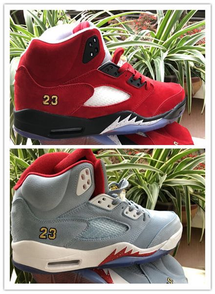 

wholesale new 5 v trophy room blue red men basketball shoes sports sneakers trainers outdoor fashion size 7-13